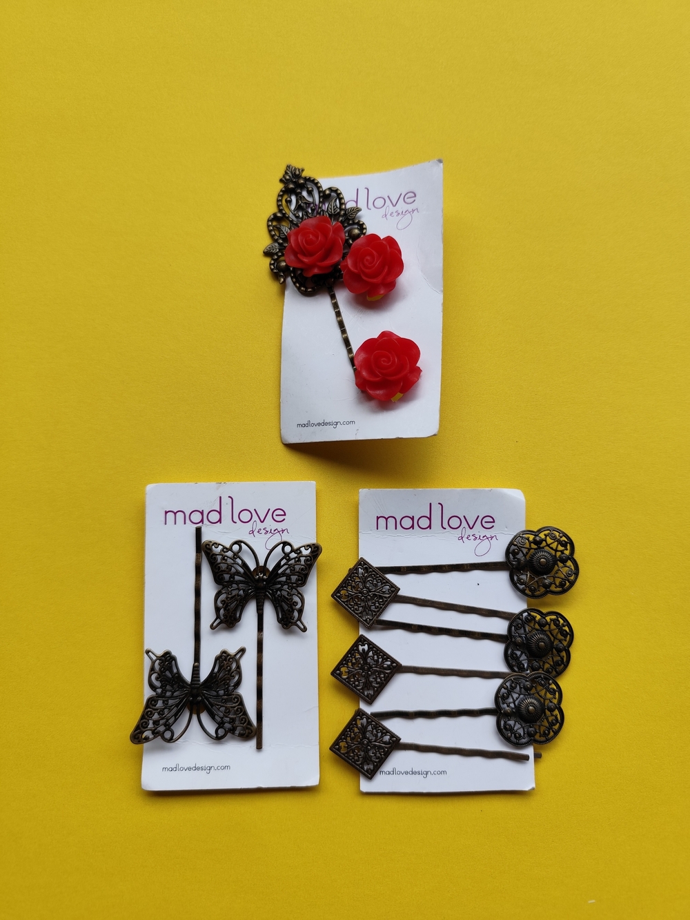 🌹 Vintage‑Style Hairpin Bundle – Mad Love Design